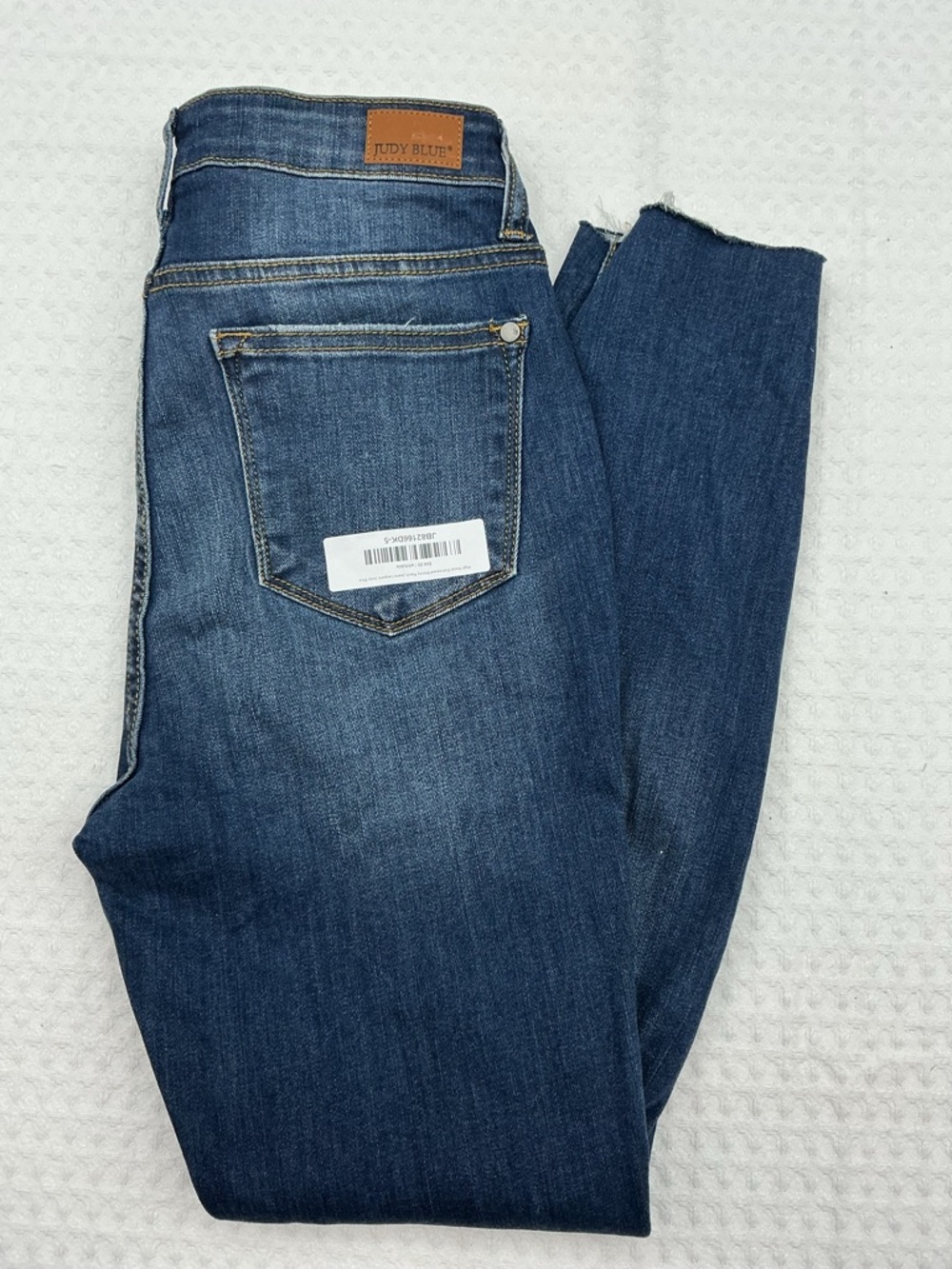 Judy Blue Medium Blue Skinny Jeans with Leather Patch